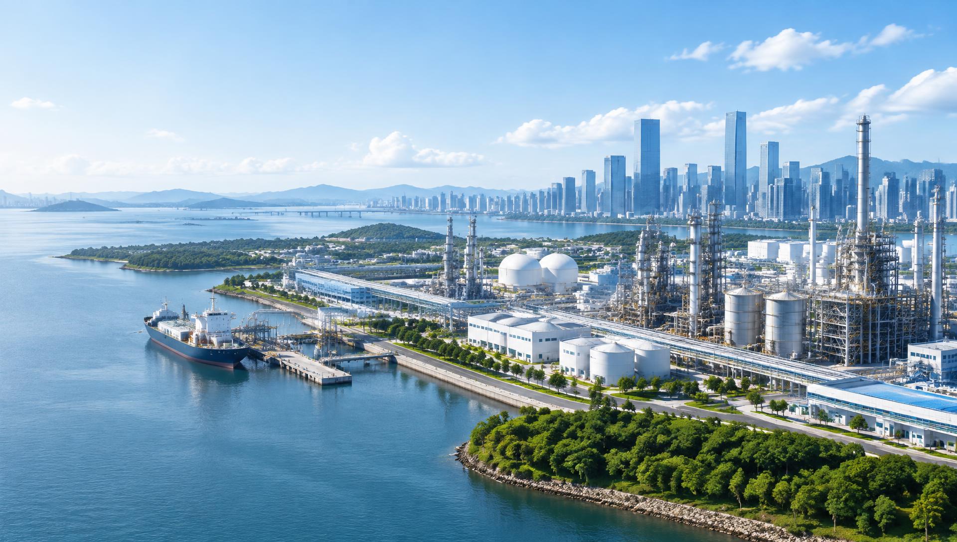 MAXCON industrial complex beside a modern waterfront city